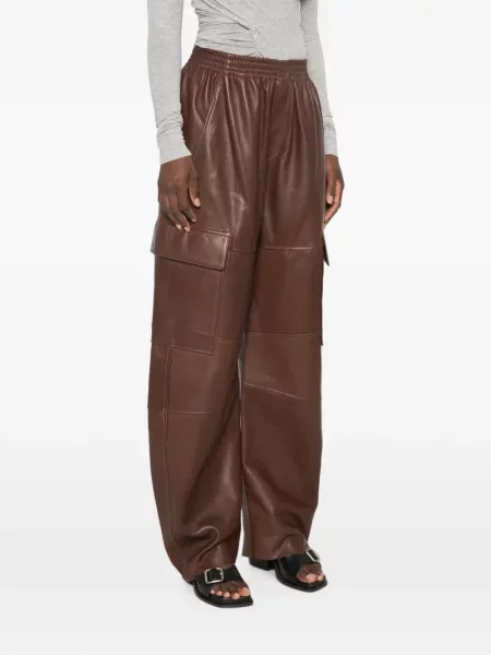 Pantaloni cargo Petar Petrov din piele maro