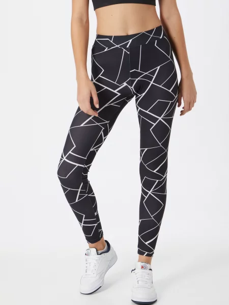 Leggings Urban Classics cu imprimeu geometric alb