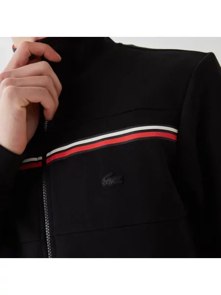 Lacoste Bluza Z Zamkiem Z Nadrukiem Slim Fit czarna