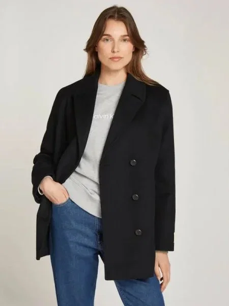 Calvin Klein Palton cu adaos de lână negru