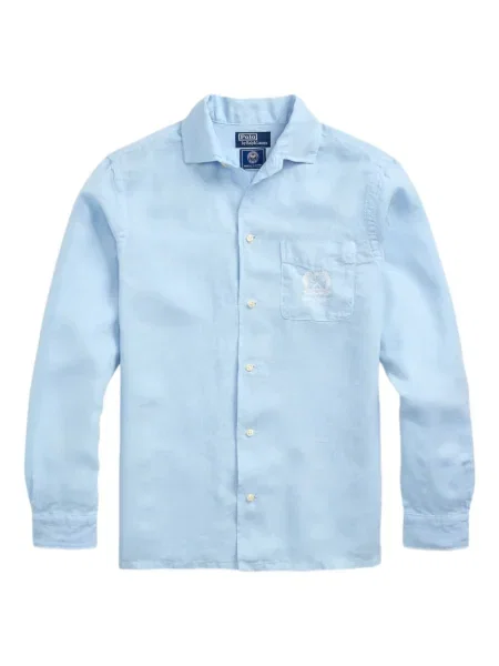 Tricou Polo Ralph Lauren din piele cu broderie în carouri maro