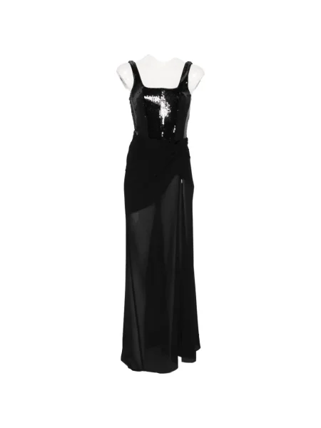 Rochie maxi Patrizia Pepe cu paiete de costum negru