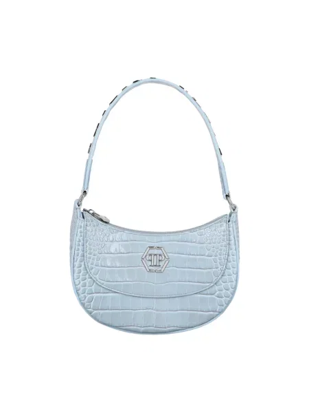 Torebka skórzana Philipp Plein niebieska