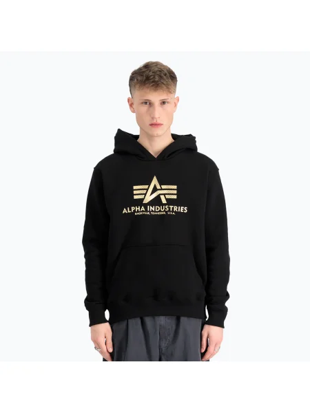 Alpha Industries Basic Carbon Hoody black/gold мъжки суитшърт черно
