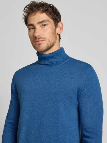 Sweter o kroju slim fit z mieszanki bawełny i wełny Christian Berg Men niebieski