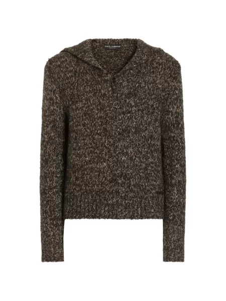 Tricou polo Dolce & Gabbana din lână alpaca maro