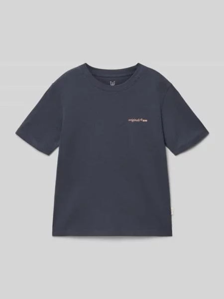 T-shirt z nadrukiem z motywem z tyłu model MONTAUK' Jack & Jones granatowa