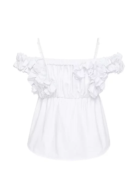 Top Pushbutton cu volane alb