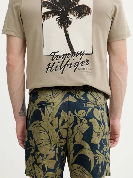Tommy Hilfiger szorty lniane granatowe