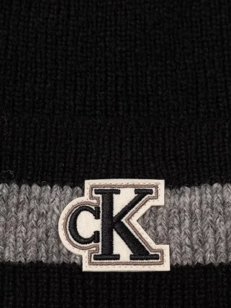 Calvin Klein Căciulă gri alb lână negru