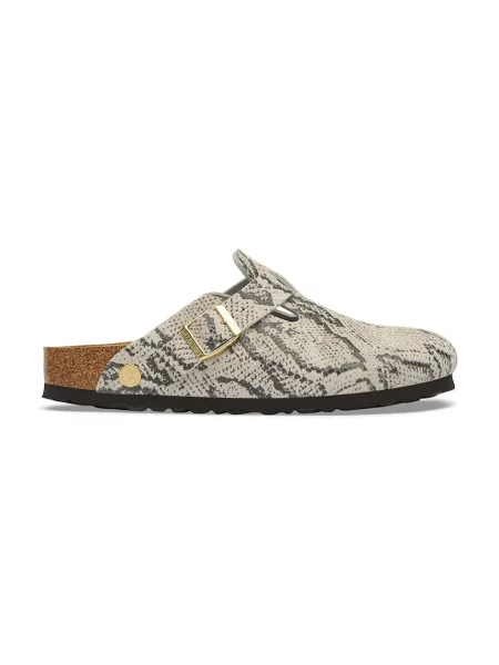 Birkenstock Mules încălțăminte Boston Rivet Logo | piele întoarsă | narrow fit gri
