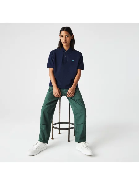 Lacoste Koszulka Polo Classic Fit Z Nadrukiem W Kropki Z Bawełny Piqué granatowa