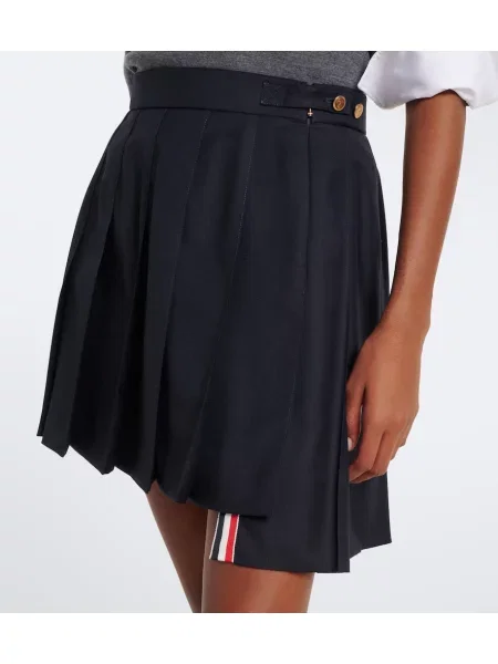Vlnená sukňa Thom Browne modrá