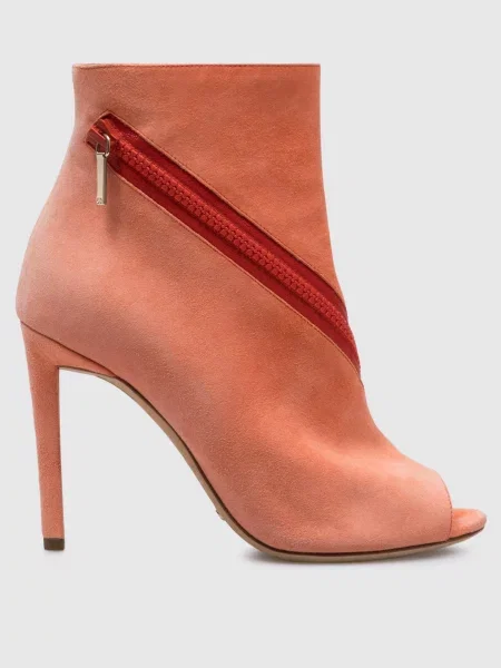 Замшевые ботильоны Christian Dior с открытым носком оранжевые