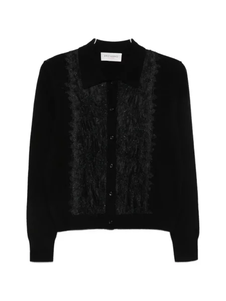 Gulerat tricou polo Ermanno Firenze din dantelă negru