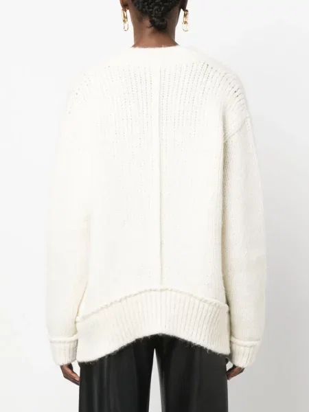 Sweter Tom Ford wełniany z dekoltem w serek biały