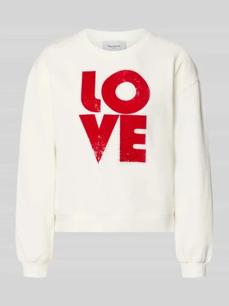 Bluza z nadrukiem LOVE z przodu model BRISA' Pepe Jeans biała