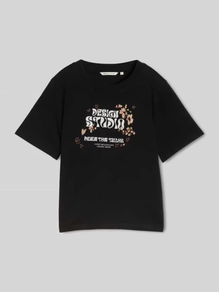 Męski t-shirt o kroju regular fit z czystej bawełny Tom Tailor Denim czarna