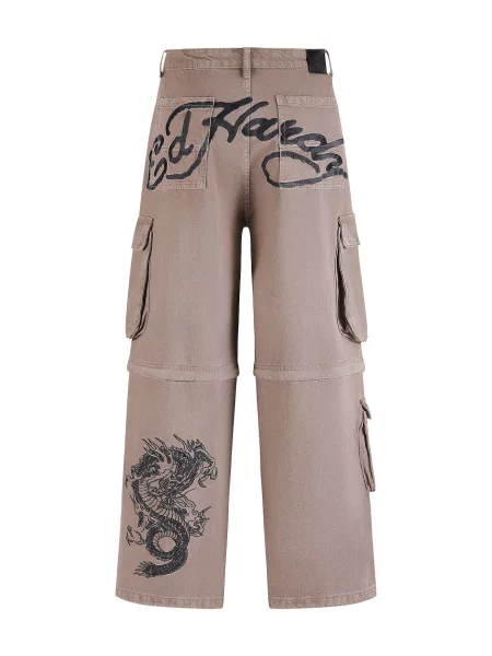 Ed Hardy Džínsy béžová čierna
