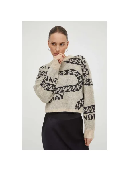 Sweter z domieszką wełny beżowy
