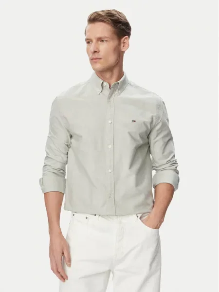 Tommy Jeans muška košulja od pamuka zelena