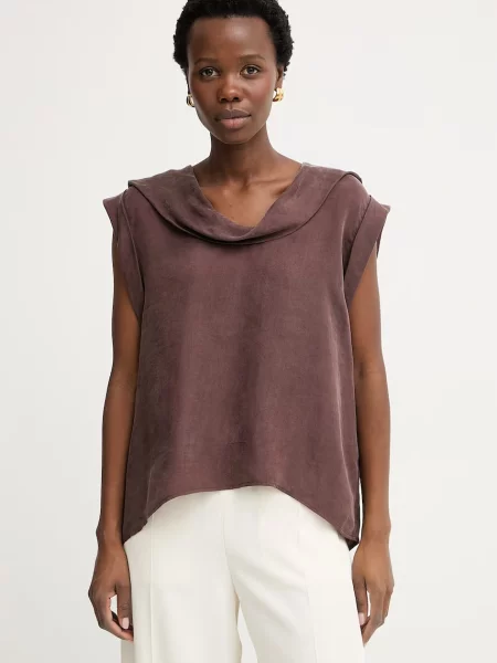 BOSS bluză pentru femei din lyocell Bremmi maro