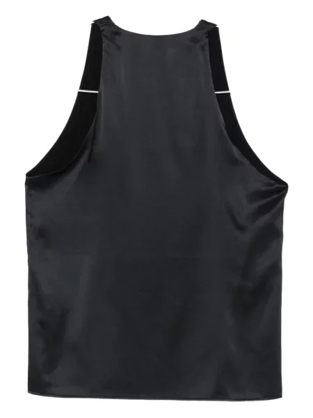 Top Armarium din satin cu gât halter negru