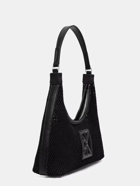 Calvin Klein Kabelka Emblem Mesh Shoulder Bag čierna