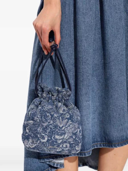 Geantă Ganni cu model floral albastru