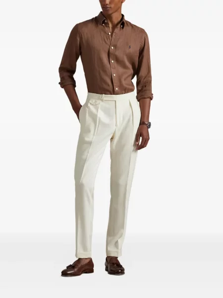 Długa koszulka Polo Ralph Lauren bez rękawów skórzana niebieska