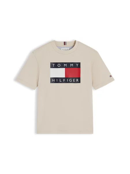 TOMMY HILFIGER Tricou Heritage bej / roșu / negru alb