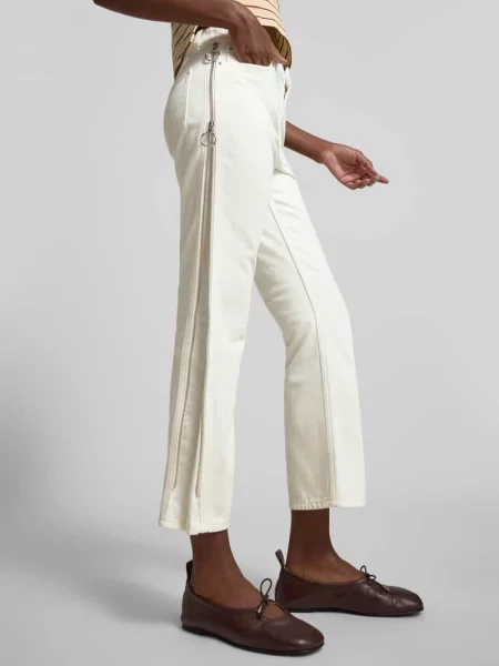 Jeansy o kroju bootcut fit w skróconym designie Rabanne białe