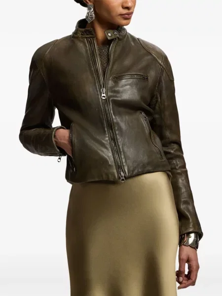Matlasat geanta de piele Ralph Lauren Collection verde