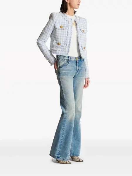 Geacă Balmain din tweed albastru
