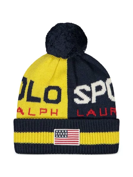 Класическа шапка Polo Ralph Lauren бродирана на райета черно