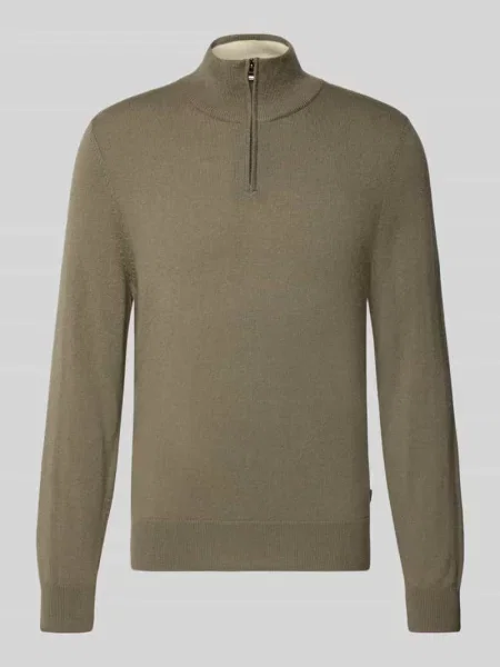 Bluza z kołnierzem o kroju regular fit z mieszanki żywej wełny i kaszmiru model ‘HEMARLO’ Hugo zielona