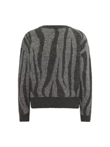 Dzianinowy sweter Kaffe z okrągłym dekoltem szary