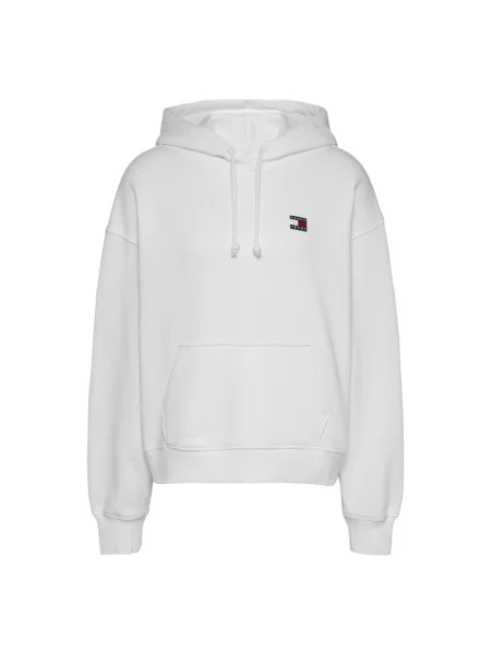 Bluza z kapturem Tommy Jeans z kapturem retro z długim rękawem biała