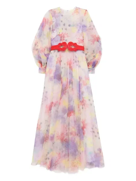 Rochie Saiid Kobeisy cu model floral cu imagine din tul roz