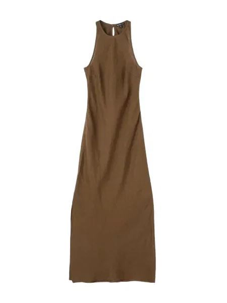 Rochie maxi James Perse cu gât halter maro