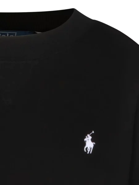 Пуловер Polo Ralph Lauren бродиран с кръгло деколте с връзки черно