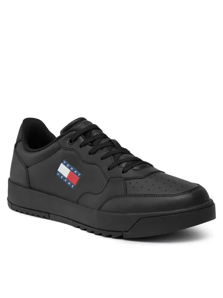 Sneakerși Tommy Jeans din piele negru