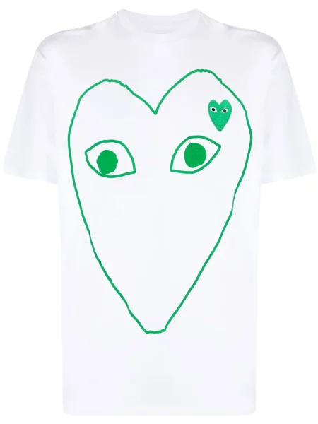 Tricou Comme Des Garcons Play cu motiv cu inimi alb