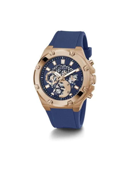 Lniany zegarek Guess niebieski