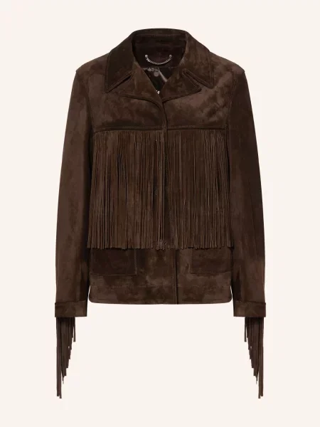 Golden Goose Kožená Bunda Journey tmavě hnědá