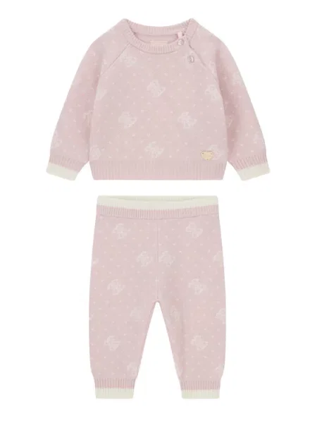 Guess Set pulover și pantaloni din textil deschis roz