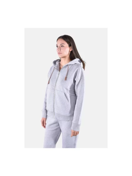 Bluza z kapturem Max Mara z kapturem ze sznurkiem szara
