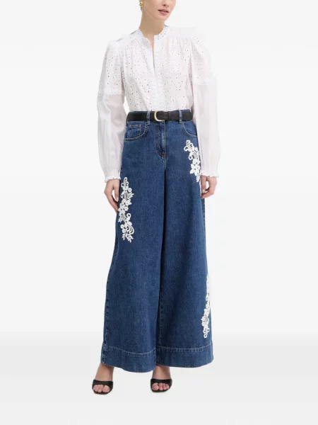 Bluză Twinset cu broderie din dantelă alb