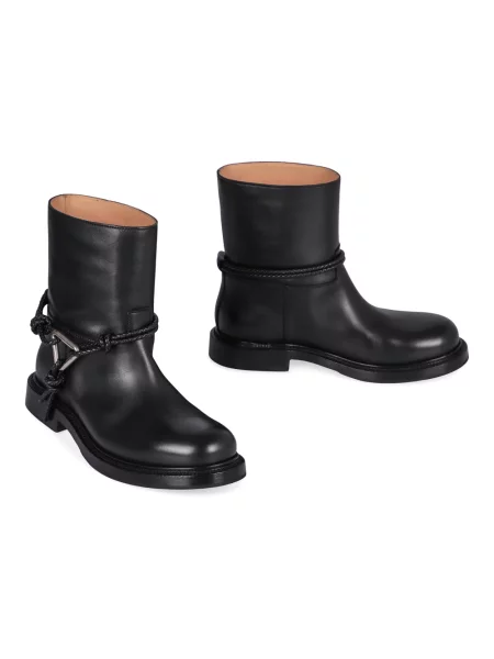 Buty do kostki Bottega Veneta skórzane czarne