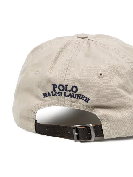 Siuvinėtas kepurė su snapeliu Polo Ralph Lauren ruda
